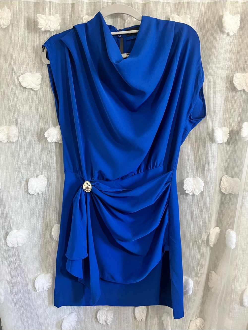 Zara Cowl-Neck Draped wrap dress in Royal Blue